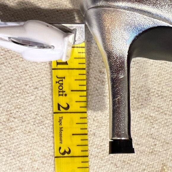 Metallic Silver Stiletto High Heel Knee High Boots Womens Sz 7M NWOT Club Glam - Picture 9 of 11